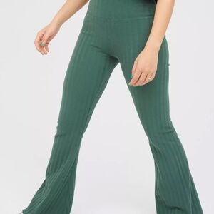 Offline By Aerie Og Flare Hi Rise Leggings Green Striped